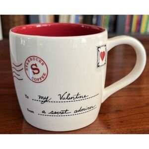 Starbucks My Valentine Secret Admirer Love Letter Red Heart‎ 2010 Mug EUC